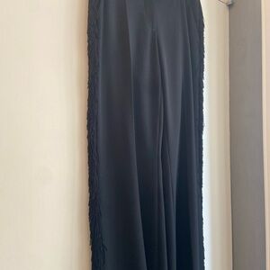 Stella McCartney Black Elegant Pants with Fringes on the side